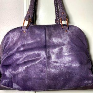 The Italian Collection Purple Leather and Calf Hair Shoulder Bag